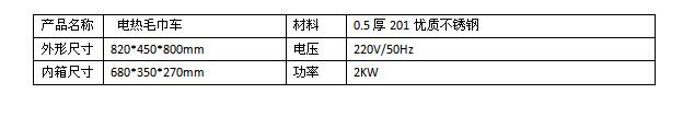 電熱毛巾車(chē)規(guī)格型號(hào)